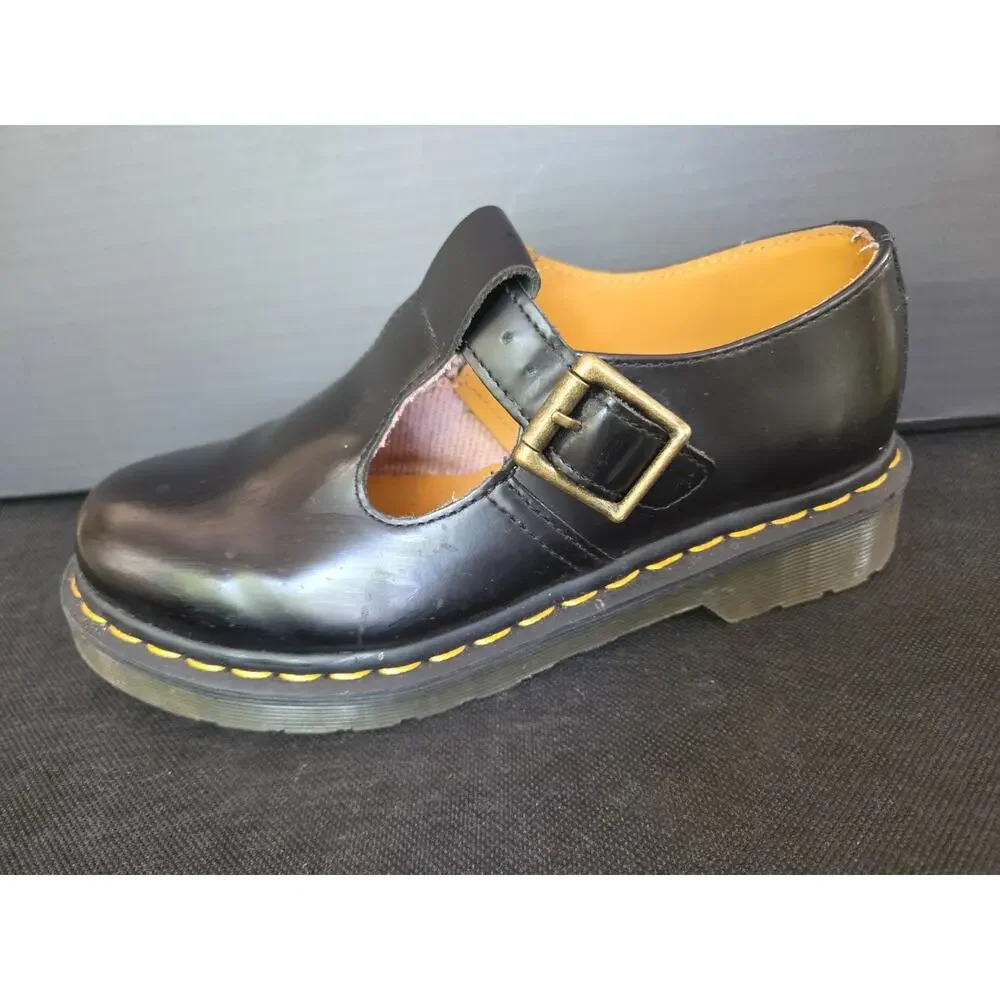 Dr. Martens MJ Bex Shoes Black Leather Mary Jane Dress Boots Girls Size 5 US